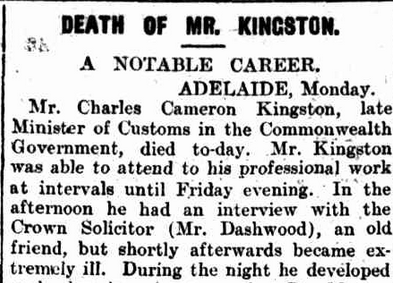 Death of Mr Kingston